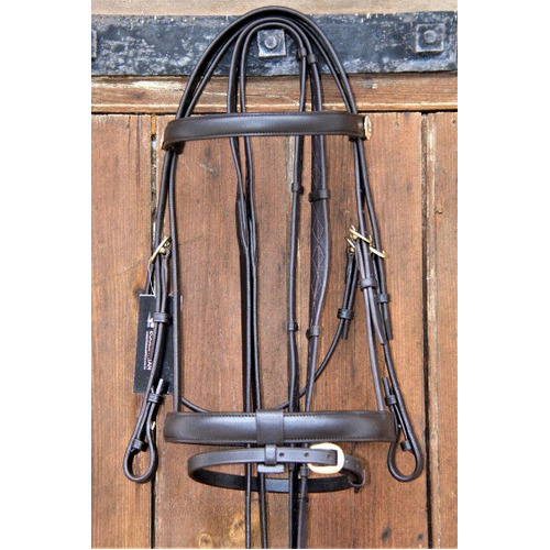 WHE Omega Work Snaffle w' Diamond Stitched Nappa Reins